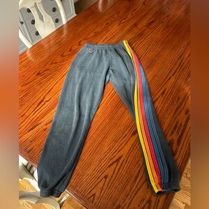 Aviator Nation: 5 STRIPE SWEATPANTS - CHARCOAL